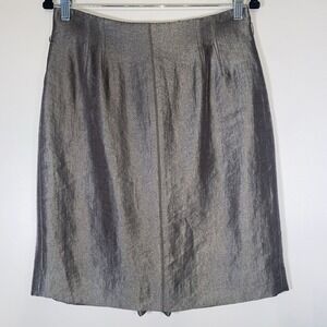 Ann Taylor Silver Metallic Pencil Skirt Size 6 Shimmer Career Work Lined